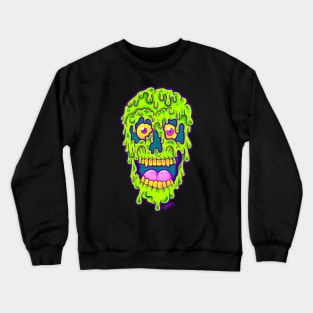 Neon slime drip spooky skull Crewneck Sweatshirt